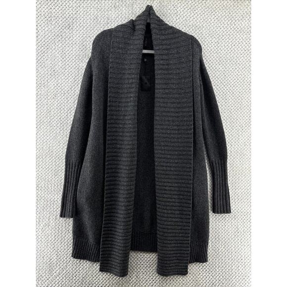 BCBGMAXAZRIA Cardigan Women XS Gray Wool Alpaca Knit Open Front Long Sweater - Picture 1 of 15